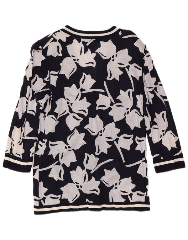Avagolf Womens 3/4 Sleeve Cardigan Sweater IT 46 Large Navy Blue Floral