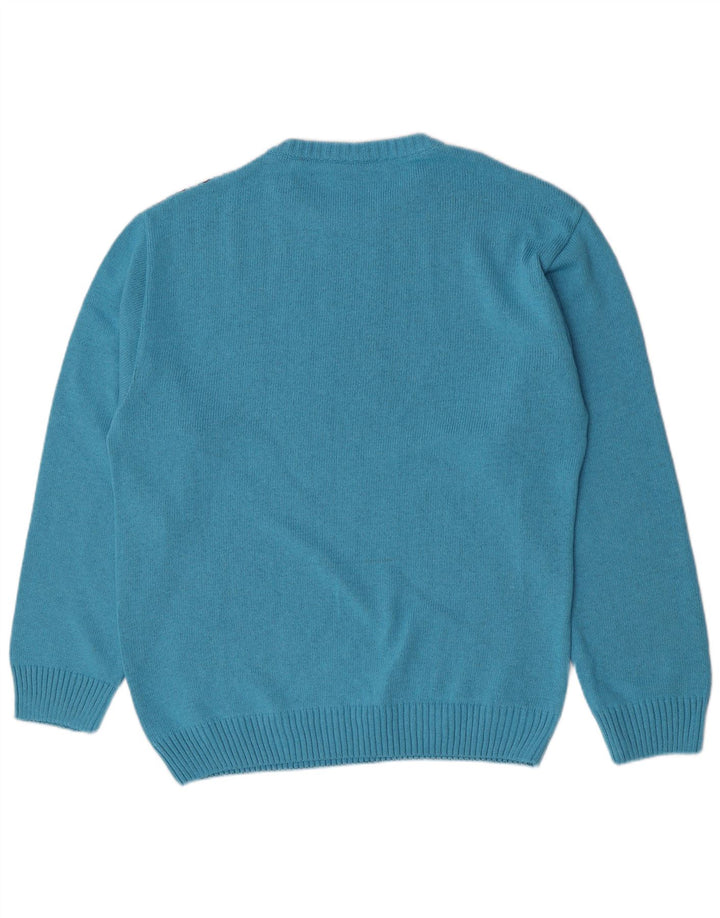 Gixan Mens Regular Fit Crew Neck Jumper Sweater IT 50 Medium Blue Striped