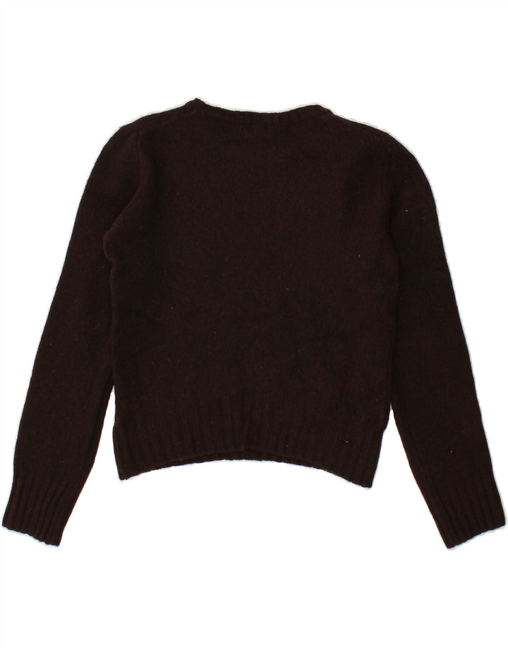 BENETTON Girls Graphic Boat Neck Jumper Sweater 10-11 Years Brown Vintage Benetton and Second-Hand Benetton from Messina Hembry 