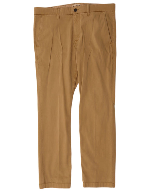 Timberland Damen Gerade Chinohose W34 L29 Beige Baumwolle