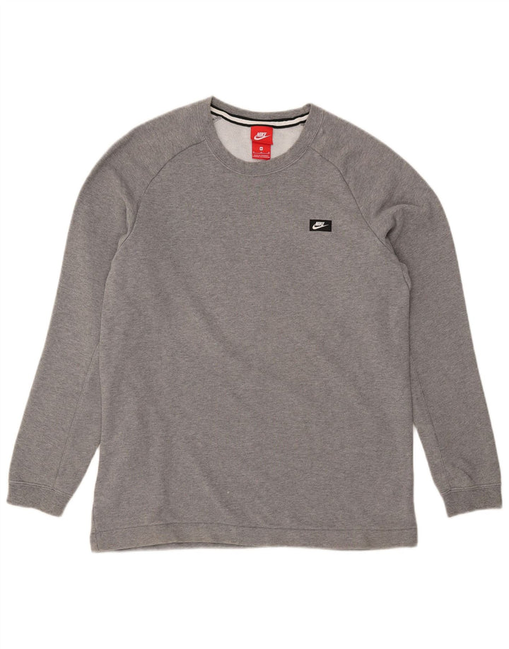 Nike Herren-Sweatshirt-Pullover aus mittelgrau gefleckter Baumwolle