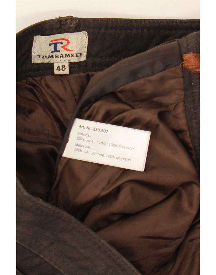 Tom Ramsey Mens Slim Leather Trousers EU 48 Medium W32 L29 Brown Leather