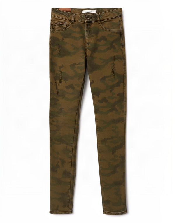 Zara Mujer Trafaluc Skinny Jeans EU 38 Small W28 L28 Caqui Camuflaje