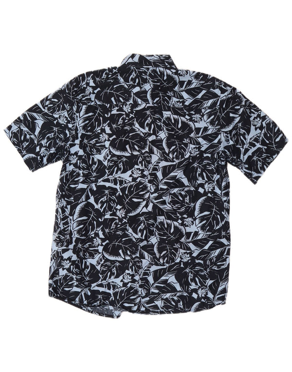 Carhartt Mens Short Sleeve Shirt Medium Navy Blue Floral Cotton