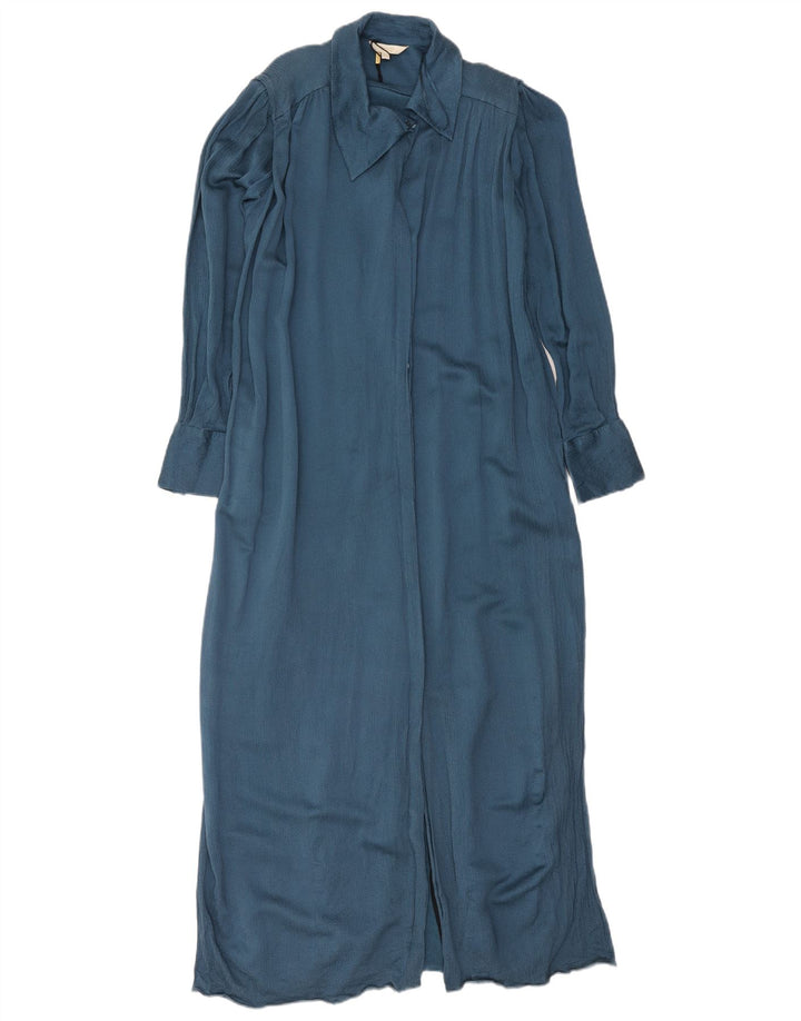 Massimo Dutti Womens Maxi Shirt Dress EU 38 Medium Navy Blue Viscose