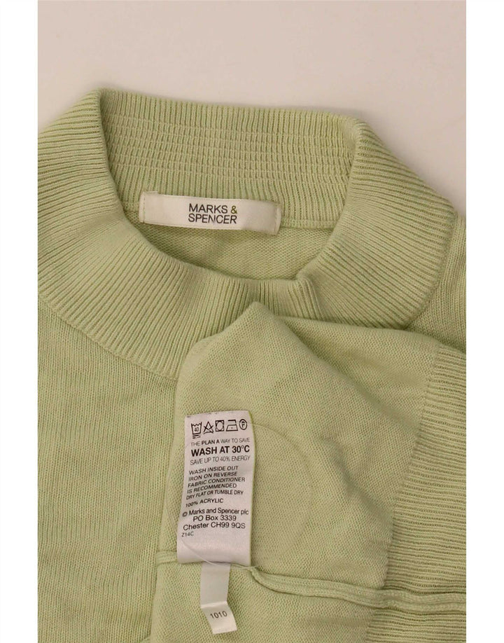 Marks & Spencer Womens Crop Turtle Neck Jumper Sweater UK 12 Medium Green