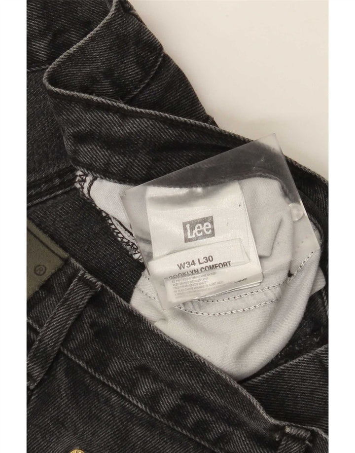 Lee Mens Brooklyn Straight Jeans W34 L30 Grey Cotton