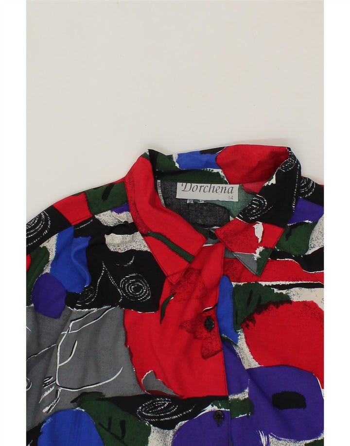 VINTAGE Womens Oversized Longline Shirt Blouse UK 14 Large Multicoloured Vintage Vintage and Second-Hand Vintage from Messina Hembry 