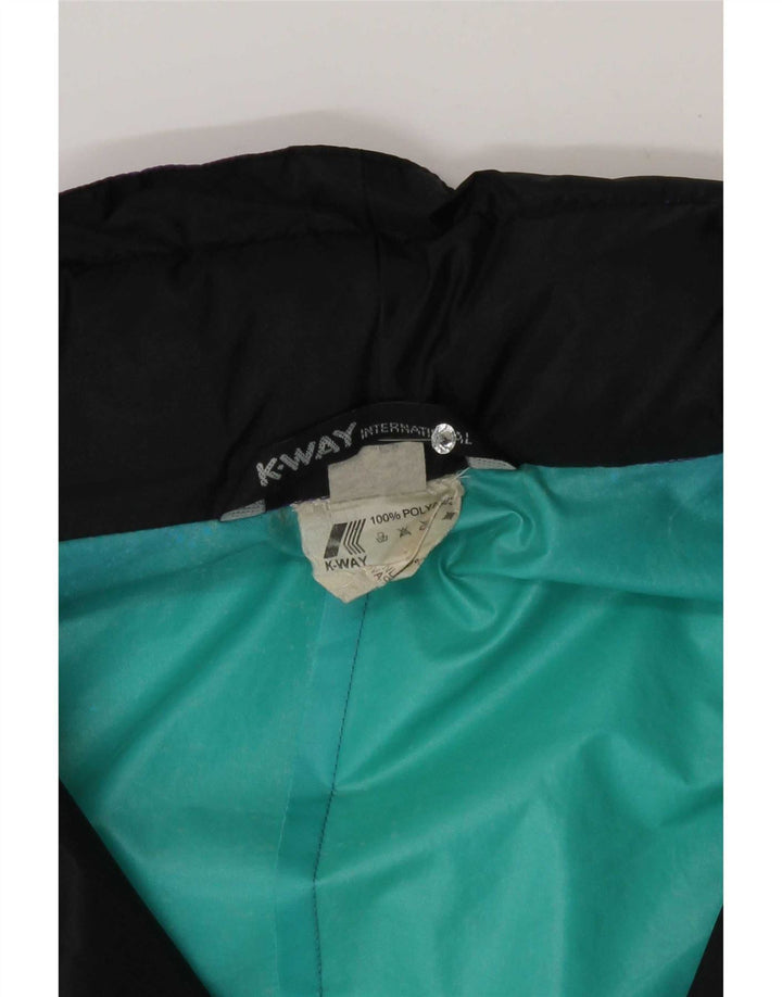 K-Way Mens Graphic Pullover Rain Jacket UK 40 Large Black Colourblock