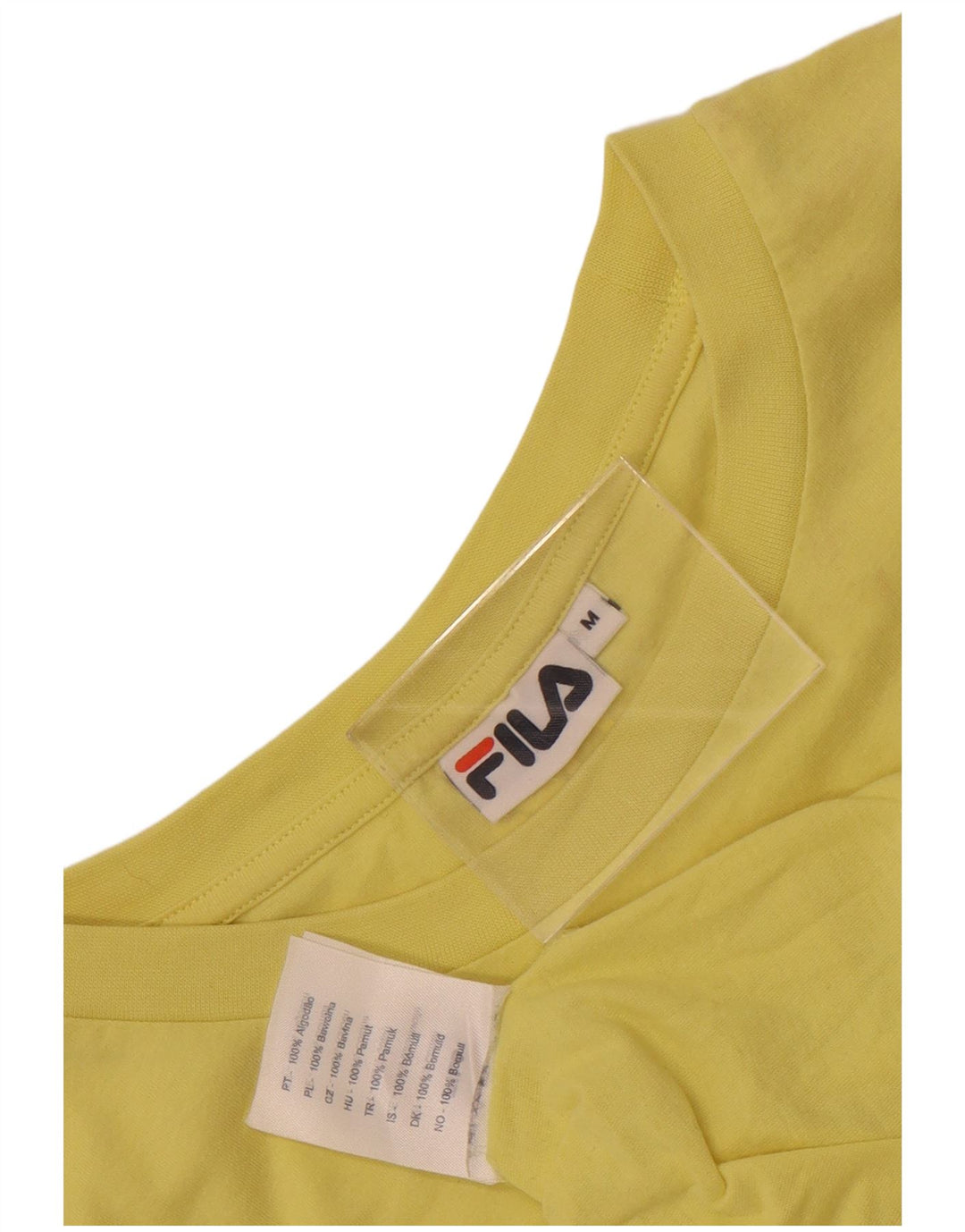 Fila Mens Graphic T-Shirt Top Medium Yellow Colourblock Cotton