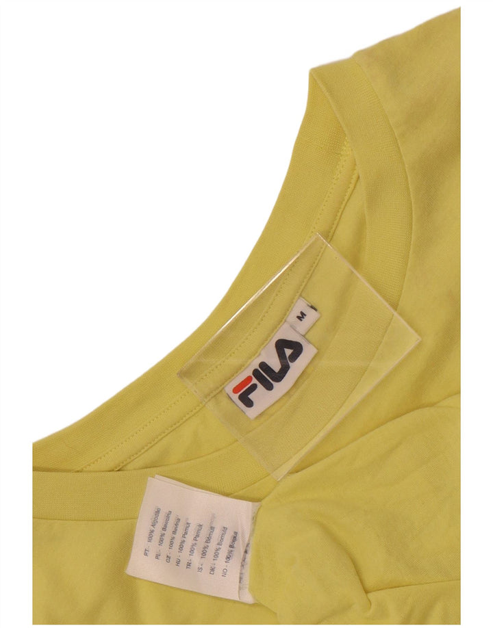 Fila Mens Graphic T-Shirt Top Medium Yellow Colourblock Cotton