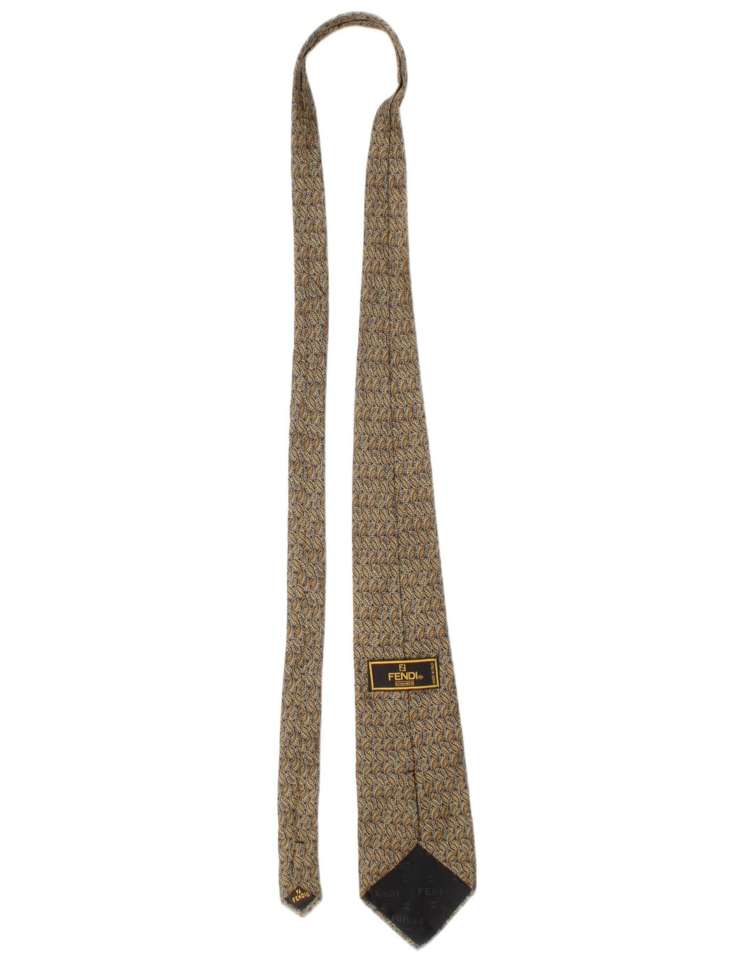 Fendi Mens Tie One Size Beige Paisley Silk
