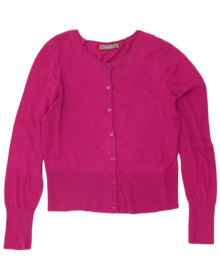Oasis Womens Cardigan Sweater UK 12 Medium Pink Cotton