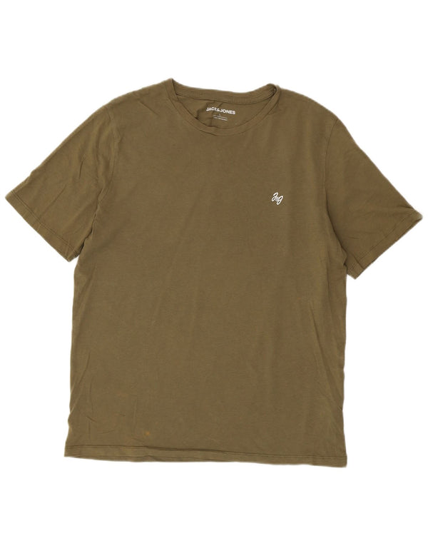 T-shirt da uomo Jack & Jones Top grande in cotone kaki