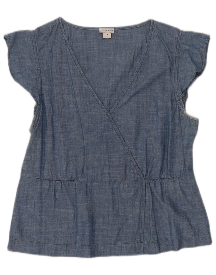 Женская блузка J. CREW Top UK 14, большой синий хлопок