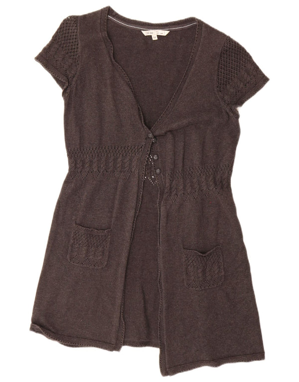 Fat Face Langärmliger Damen-Cardigan mit kurzen Ärmeln, Gr. 12, Mittelgrau