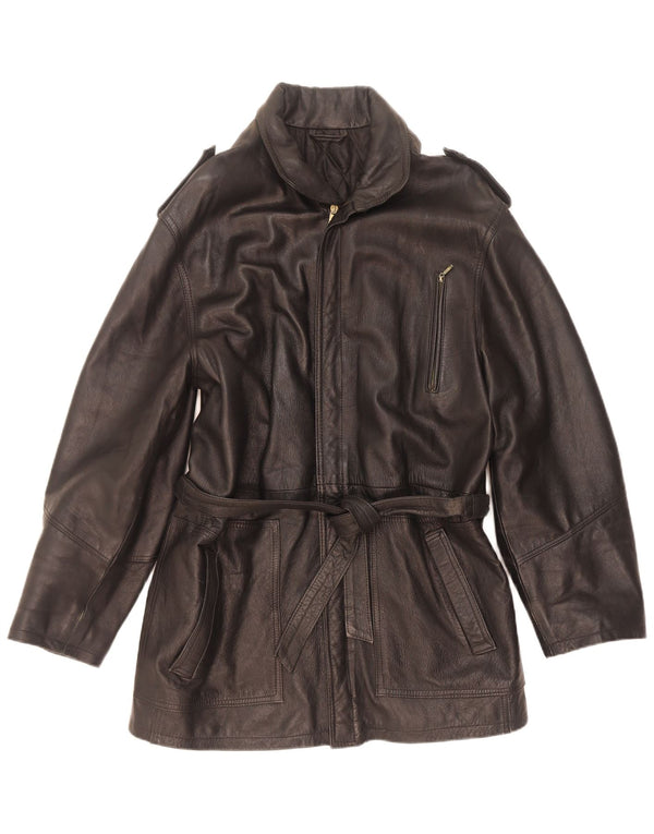 Vintage Herre Military Læderjakke IT 50 Large Sort