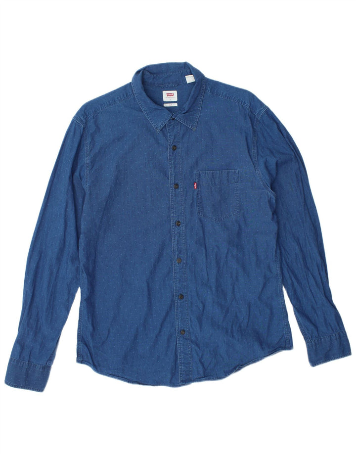 LEVI'S Slim skjorte til mænd Stor marineblå bomuld
