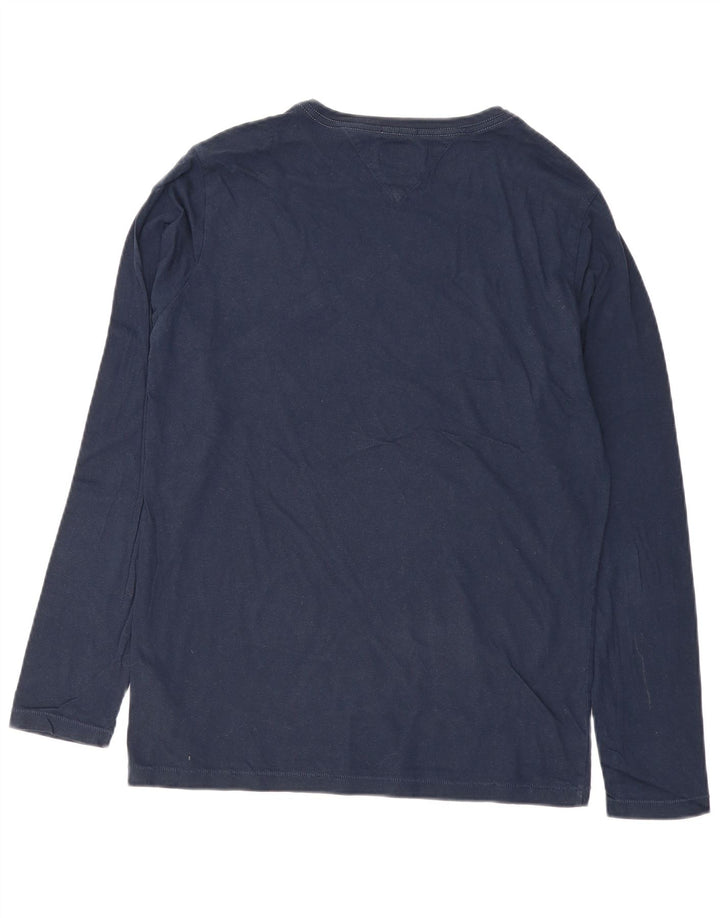 TOMMY HILFIGER Mens Graphic Top Long Sleeve Large Navy Blue Cotton