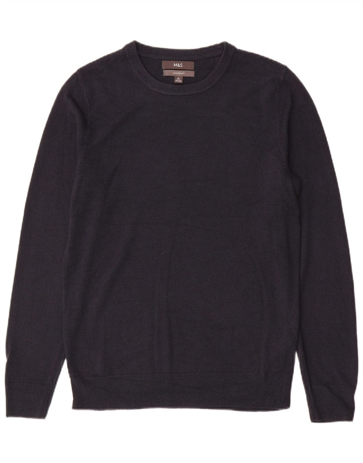 Marks & Spencer Mens Crew Neck Jumper Sweater Small Navy Blue Cashmere
