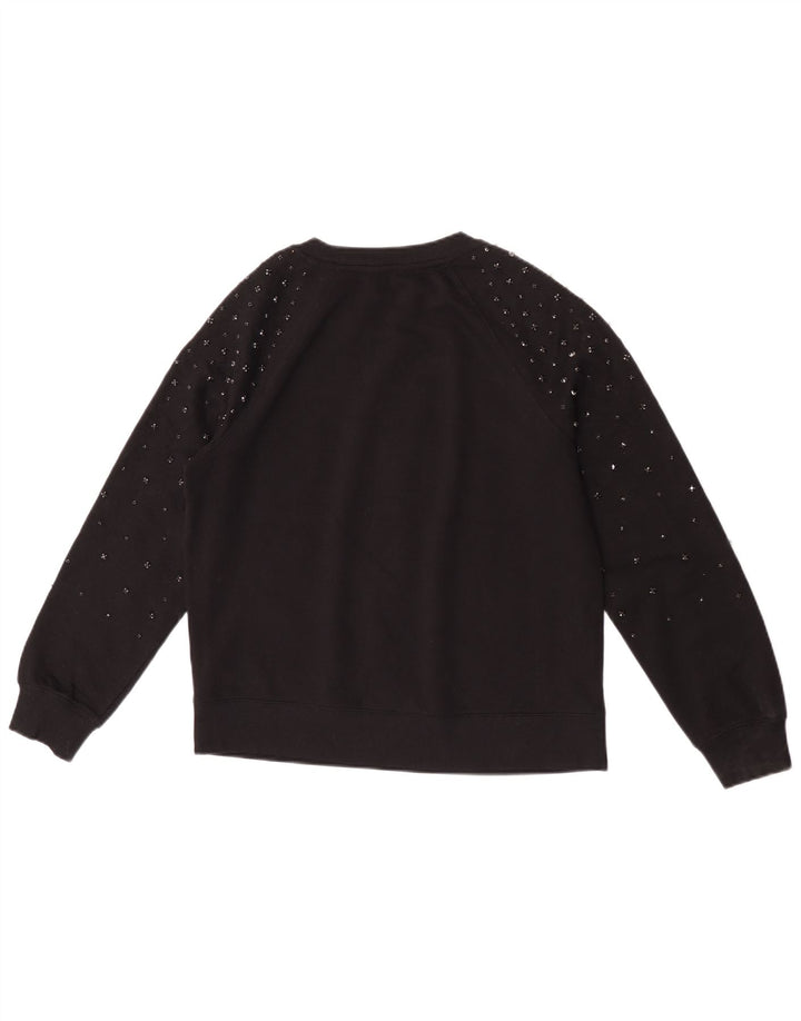 Marks & Spencer Womens Oversized Sweatshirt Jumper UK 6 XS Black Cotton