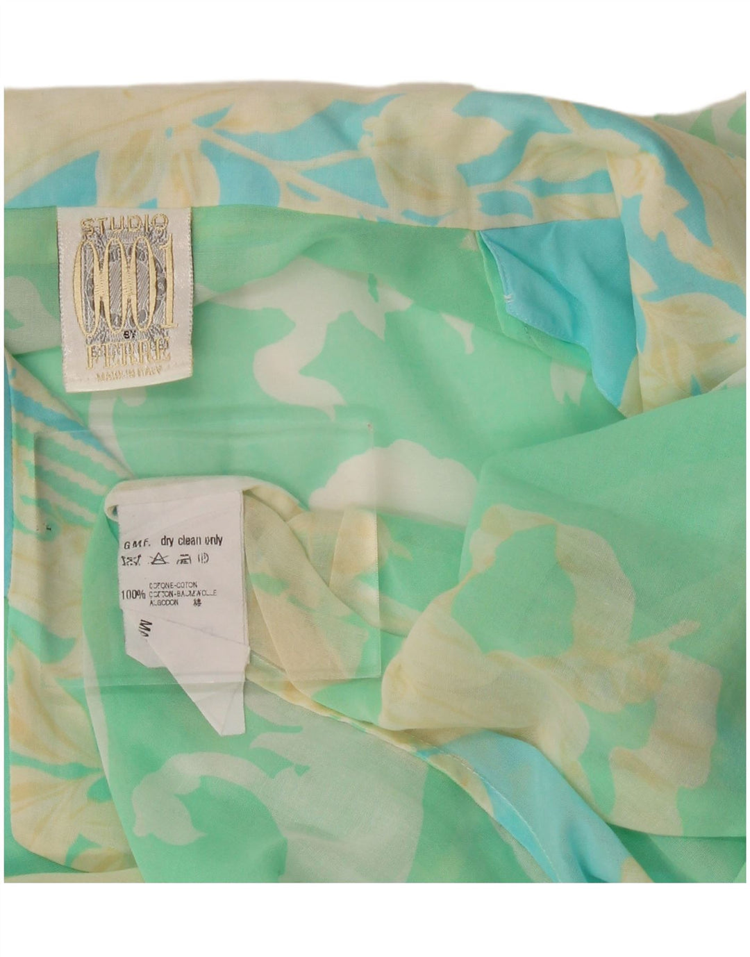 Ferre Womens Abstract Pattern Blouse Top UK 14 Large Green Cotton