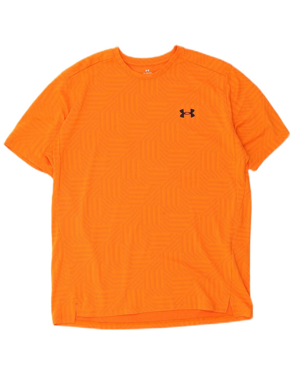 Under Armour Mens Loose Fit T-Shirt Top Medium Orange Geometric Sports