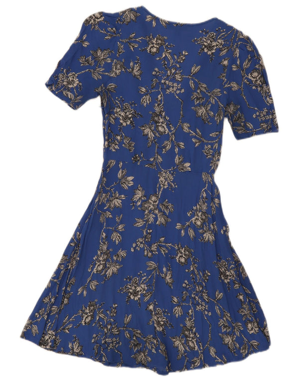 Topshop Robe trapèze pour femme UK 8 Petit Bleu Floral