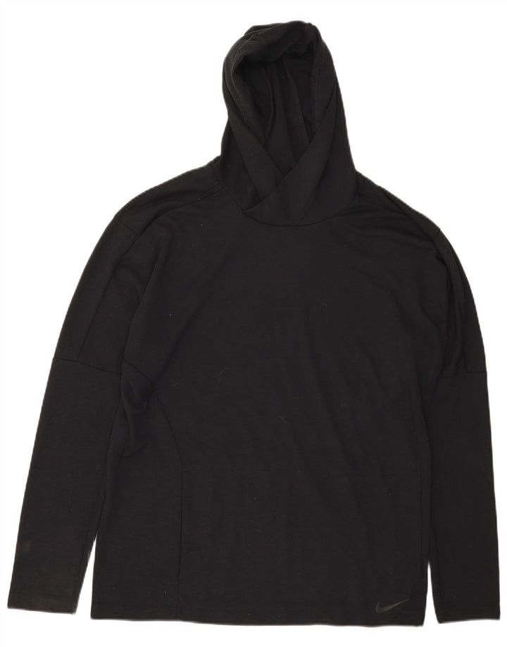 Nike Mens Dri Fit Hooded Standard Fit Top Long Sleeve Medium Black