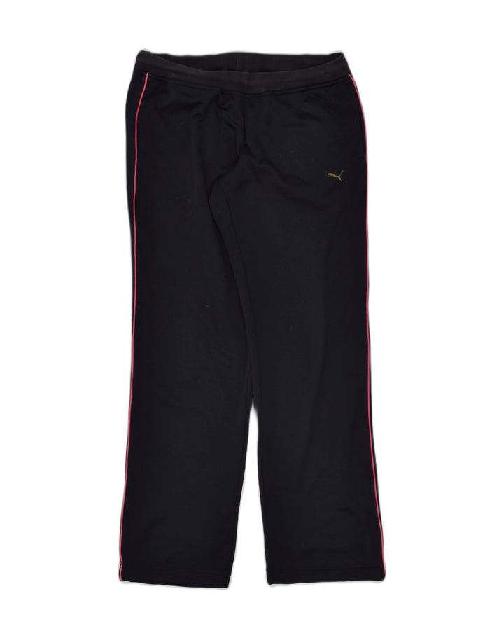 PUMA Womens Tracksuit Trousers UK 12 Medium Navy Blue Polyester | Vintage Puma | Thrift | Second-Hand Puma | Used Clothing | Messina Hembry 