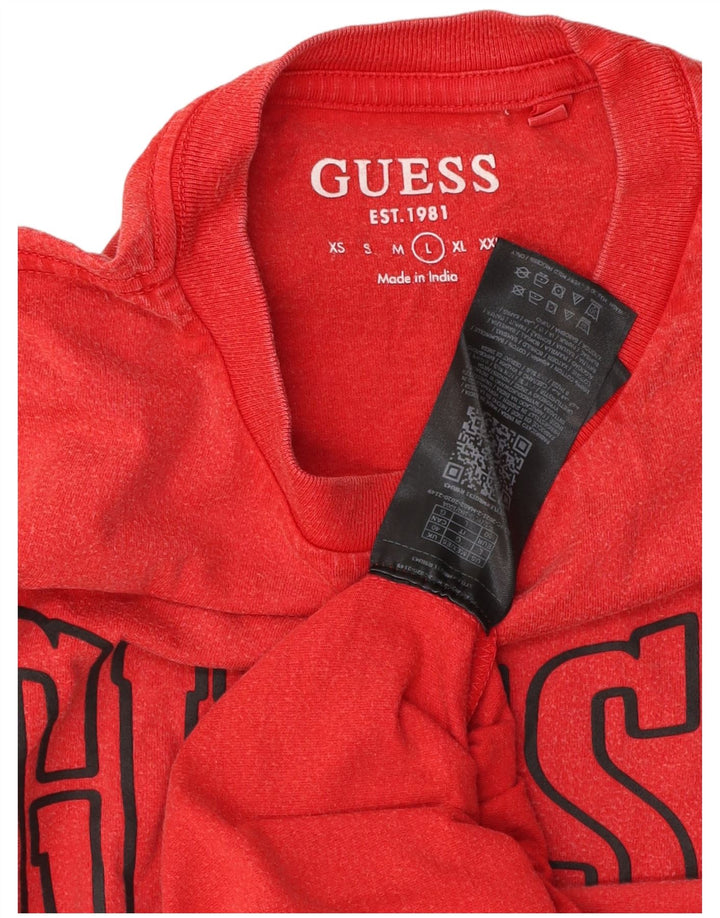Guess Mens Graphic T-Shirt Top Large Red Cotton