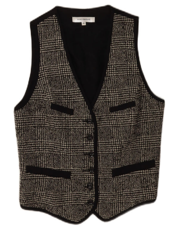 Anne Fontaine Damevest EU 40 Medium Grey Houndstooth Uld