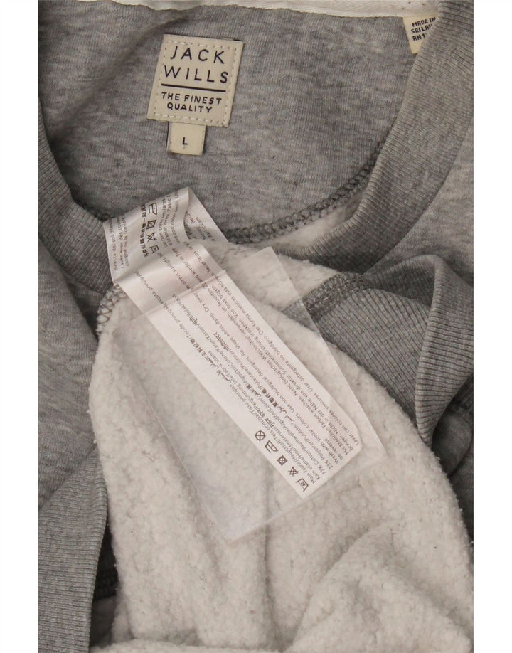JACK WILLS Mens Graphic Sweatshirt Jumper Large Grey Cotton