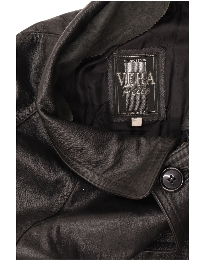 Vintage Mens Leather Coat UK 42 XL Black Leather