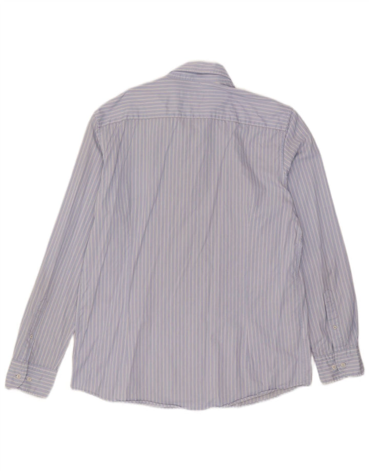Massimo Dutti Herrenhemd XL, blaue Nadelstreifen-Baumwolle