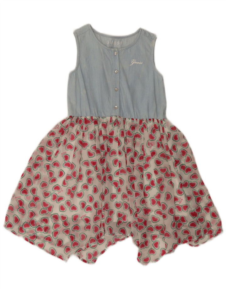 Guess Girls Abstract Pattern Sleeveless Asymmetrical Dress 4-5 Years Blue