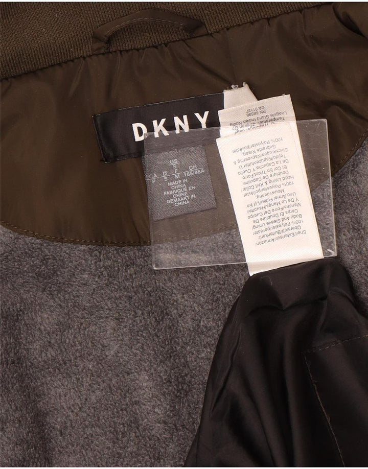 Dkny Womens Hooded Quilted Jacket UK 10 Small Brown Polyester