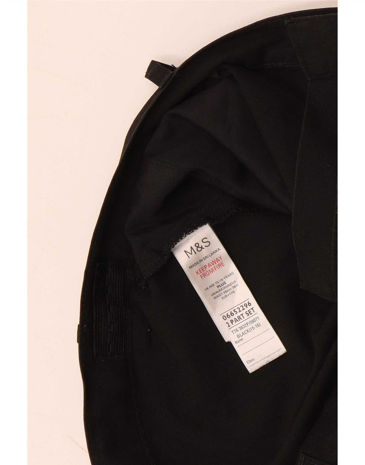 Marks & Spencer Boys Slim Suit Bukser 15-16 år W34 L29 Sort Polyester