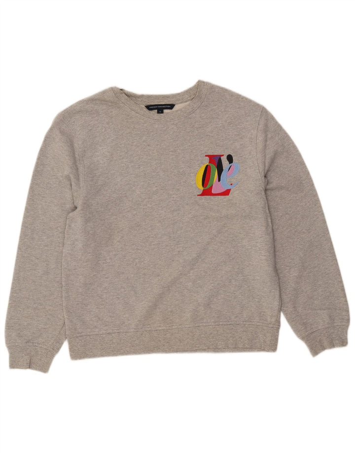 FRENCH CONNECTION Womens Graphic Sweatshirt Jumper UK 10 Small Grey