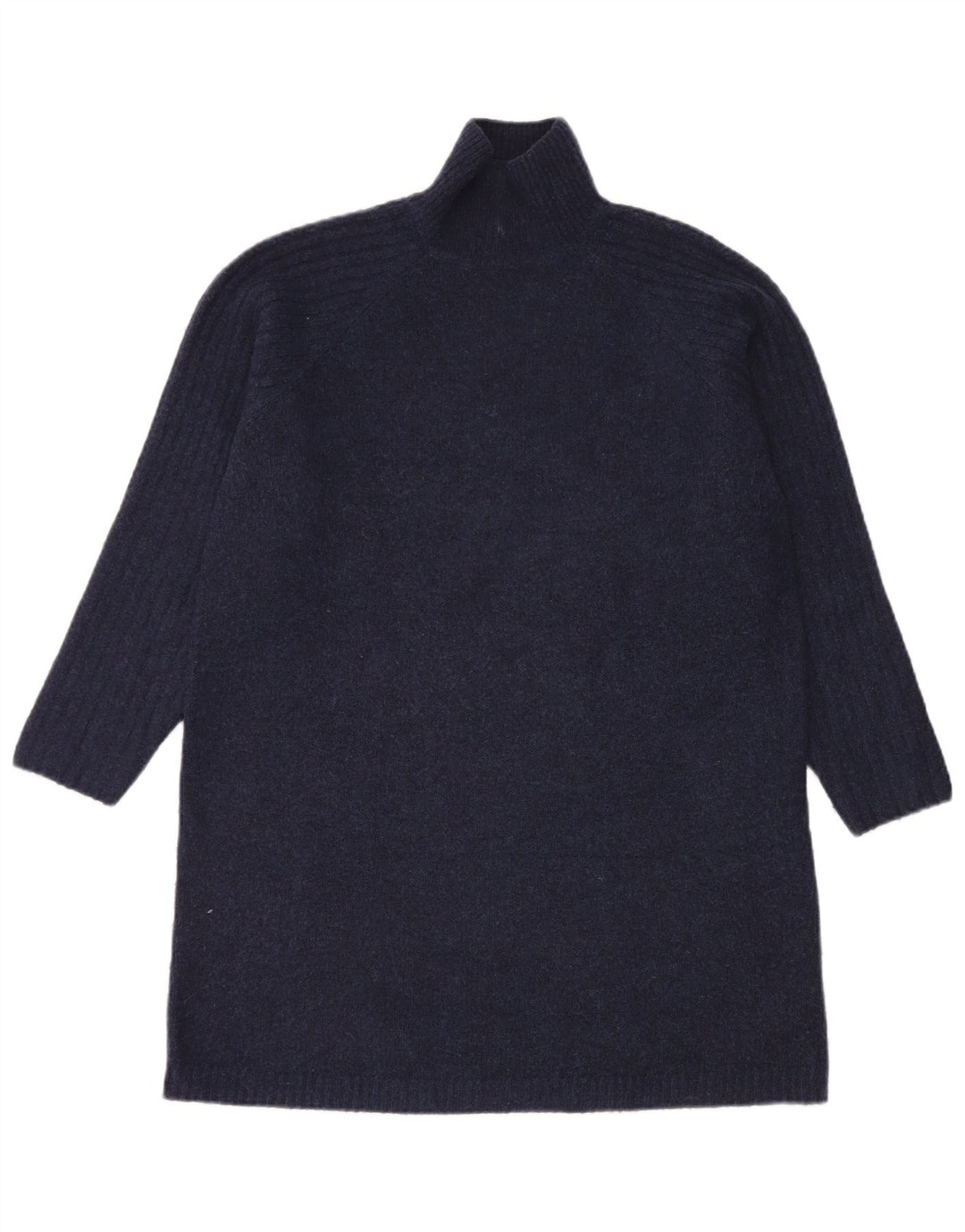 Zara Womens Roll Neck Turtle Neck Jumper Sweater UK 12 Medium Navy Blue