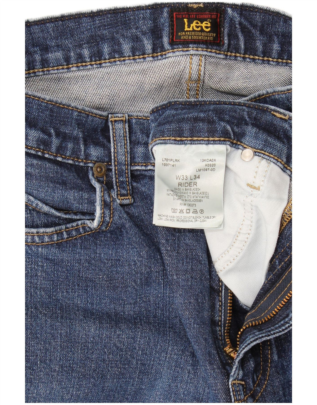 Jeans slim Lee Rider da uomo W33 L34 in cotone blu