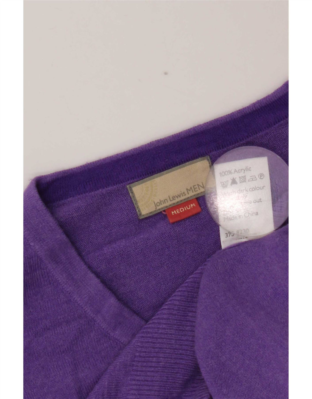 John Lewis Mens V-Neck Jumper Sweater Medium Purple Acrylic