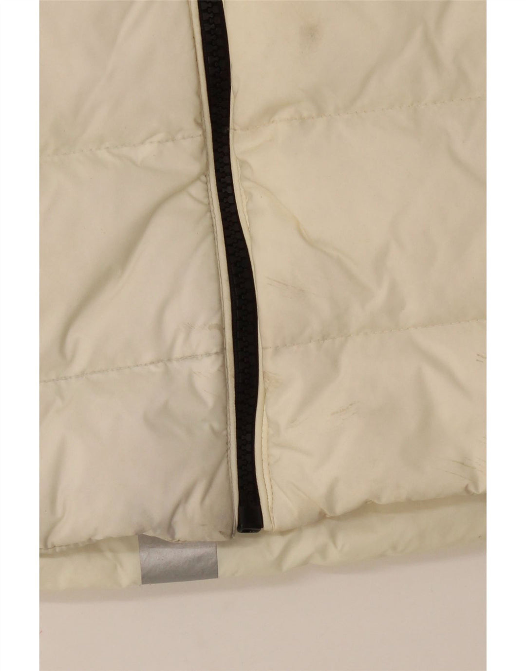 DKNY Womens Graphic Hooded Padded Jacket UK 14 Medium Off White Nylon Vintage Dkny and Second-Hand Dkny from Messina Hembry 
