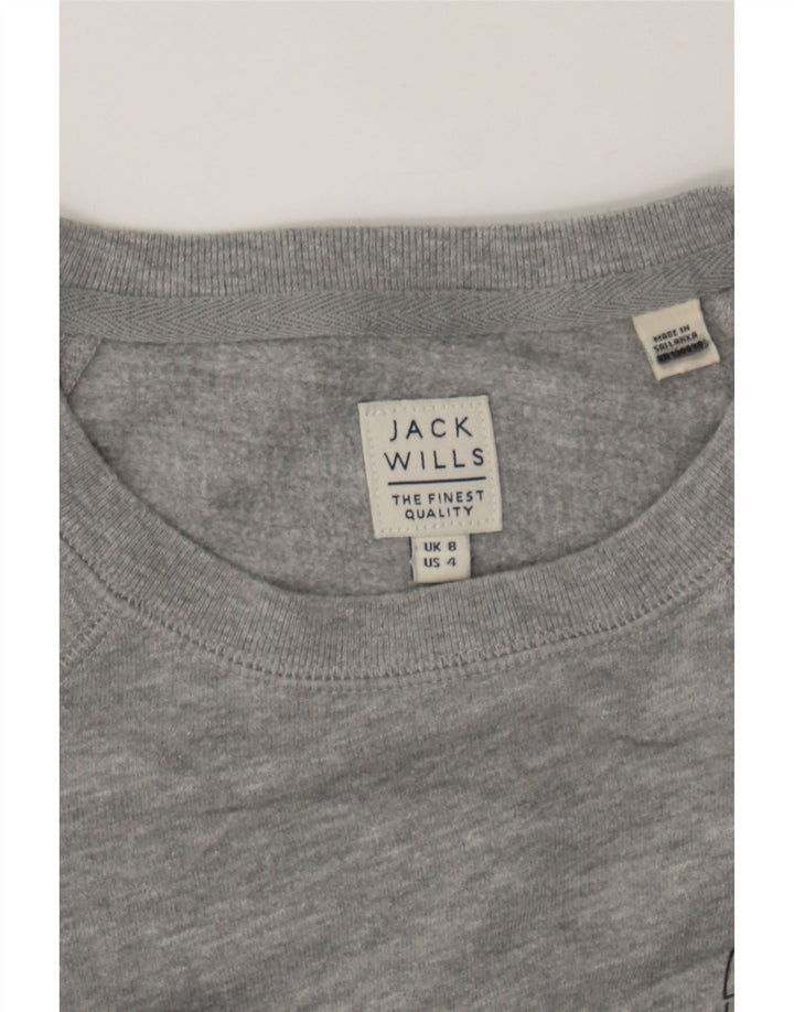 JACK WILLS Womens Sweatshirt Jumper UK 8 Small Grey Cotton Vintage Jack Wills and Second-Hand Jack Wills from Messina Hembry 