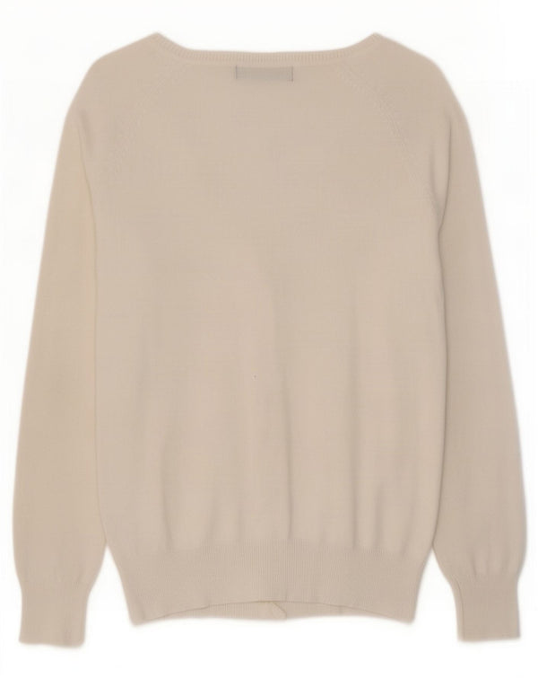 Zara Femme Cardigan Pull UK 12 Moyen Blanc Coton