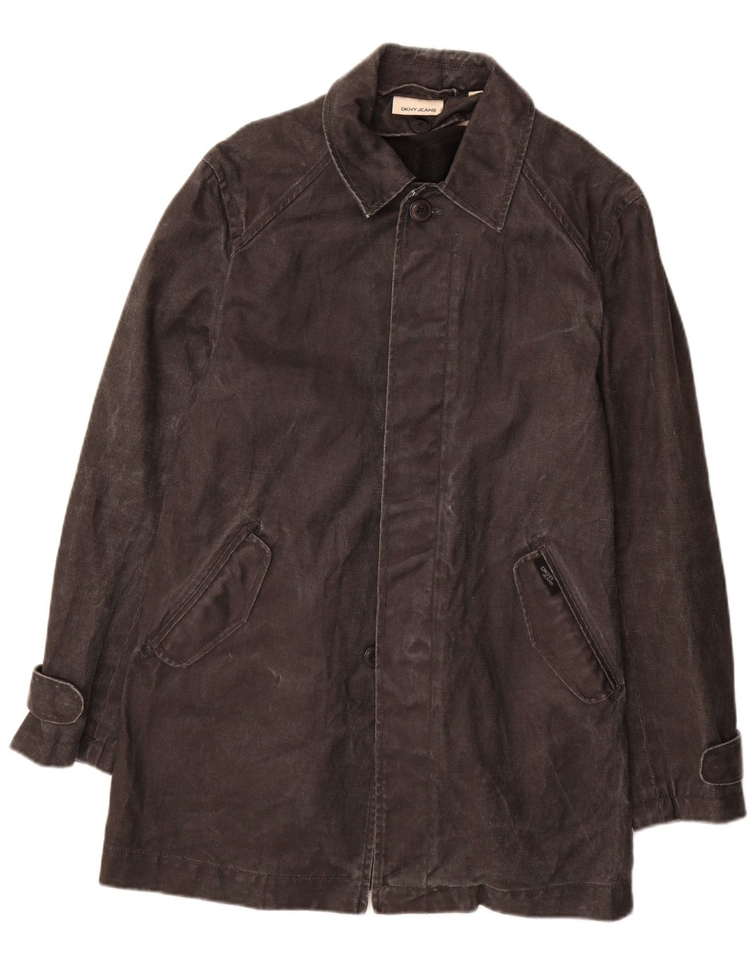 Dkny Mens Denim Coat UK 36 Small Black Ramie