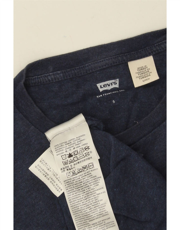LEVI'S Mens Graphic T-Shirt Top Small Navy Blue Cotton