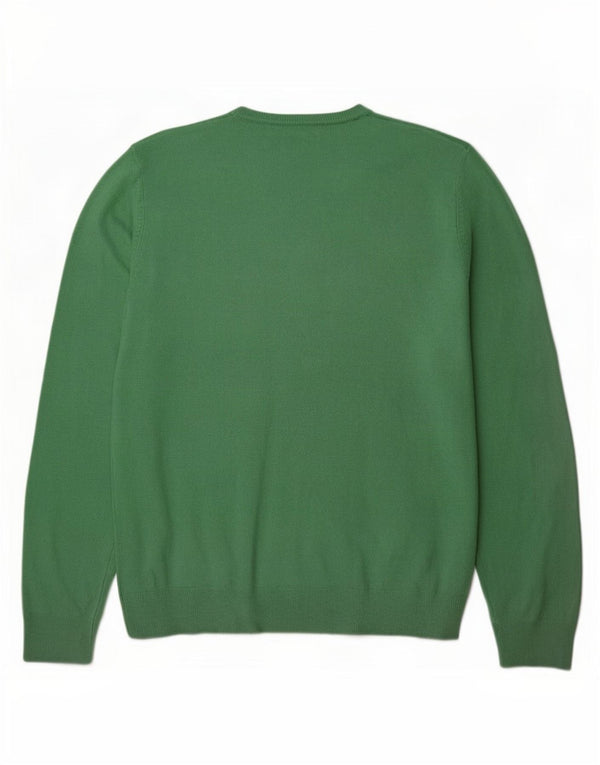 Marks & Spencer Mens V-Neck Jumper Sweater Large Green Acrylic