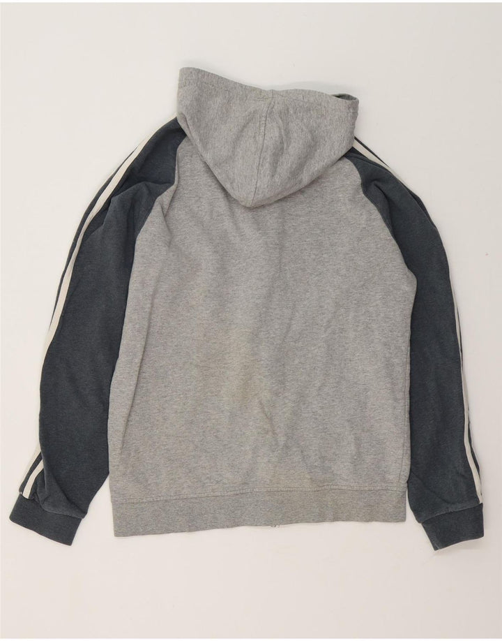 ADIDAS Mens Zip Hoodie Sweater Medium Grey Colourblock Cotton