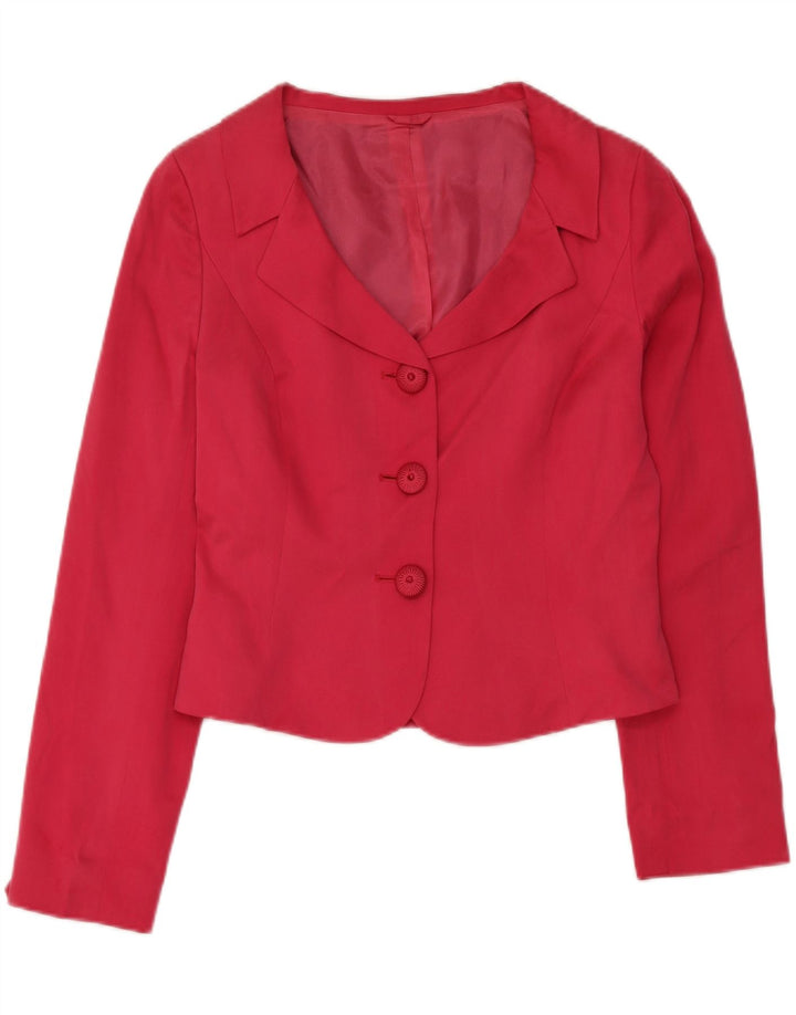 Hobbs Damen Crop 3 Button Blazer Jacke UK 12 Mittelrosa Seide